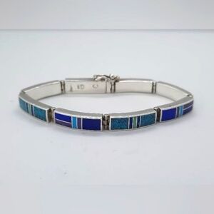 Tim Charlie Multi Gemstone Inlay Navajo Bracelet